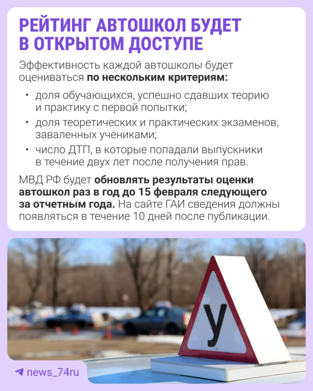 Первый общенациональный рейтинг автошкол составят по итогам 2027 года — публикация ожидается в 2028-м. Приказ вступил в силу 28 мая, оценивать будут по нескольким критериям.