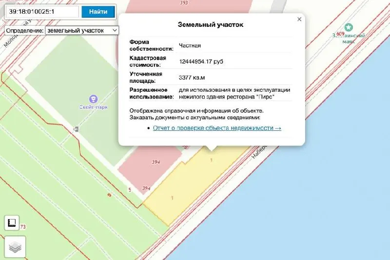 Негосударственная экспертиза утвердила проект апартаментов с коммерческими помещениями на ул. Заводской в Светлом. Участок — 3 377 кв. м, кадастровая стоимость — около 12,4 млн руб.