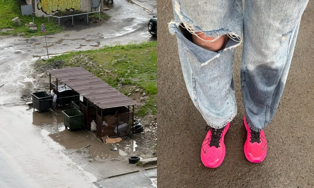 Жительница Петрозаводска провалилась в наполненную водой яму возле контейнерной площадки на Лососинском шоссе — нога ушла по колено. Местные просят убрать мусор и заделать ямы.