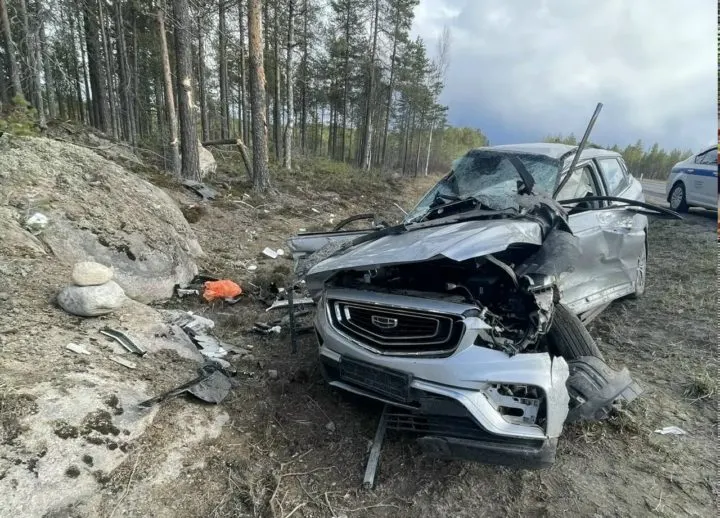 На 714 км трассы Р-21 в Сегежском районе 8 мая перевернулась машина: пострадали 33‑летняя женщина и двое детей — 3 и 6 лет.