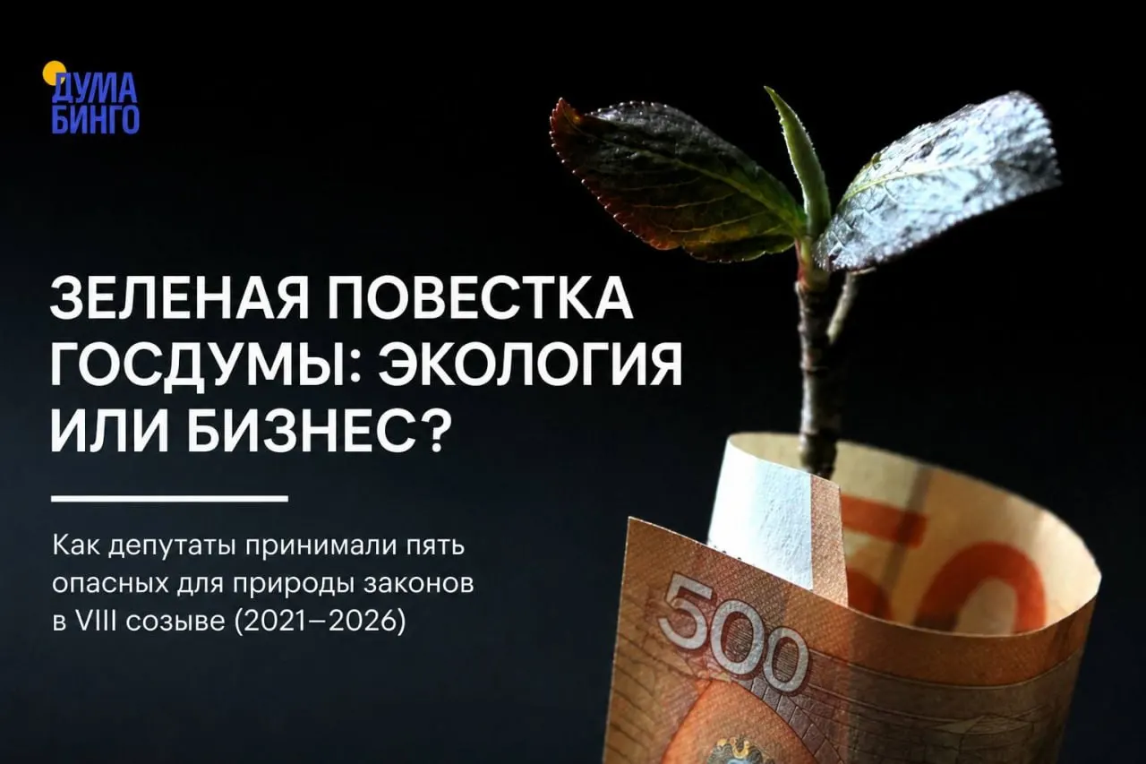 Анализ законодательных инициатив показал, что за последние годы депутаты поддерживали поправки, снижающие уровень экологической защиты и ограничивающие общественный контроль.