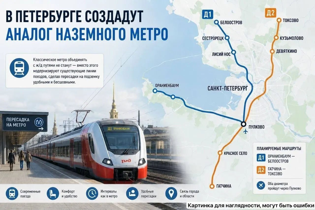 Власти планируют модернизировать пригородные электрички и запустить два маршрута с частым тактовым движением и удобными пересадками на метро между Петербургом и пригородами.