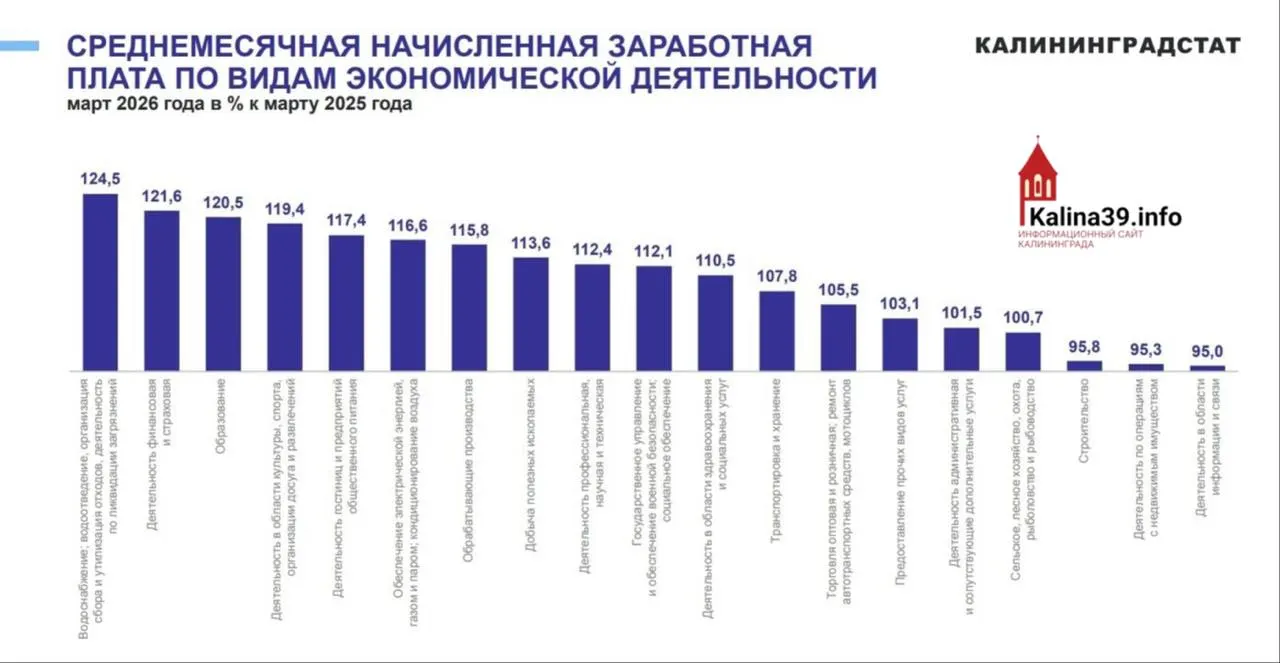 Статистика за I квартал 2026 года: падение зарплат в строительстве, операциях с недвижимостью и в сфере информации и связи.