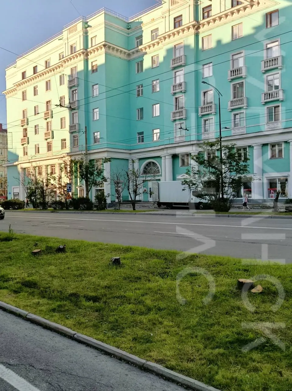 В центре города начали вырубать сухие мертвые деревья; на их местах остались пенечки и обломанные ветви.