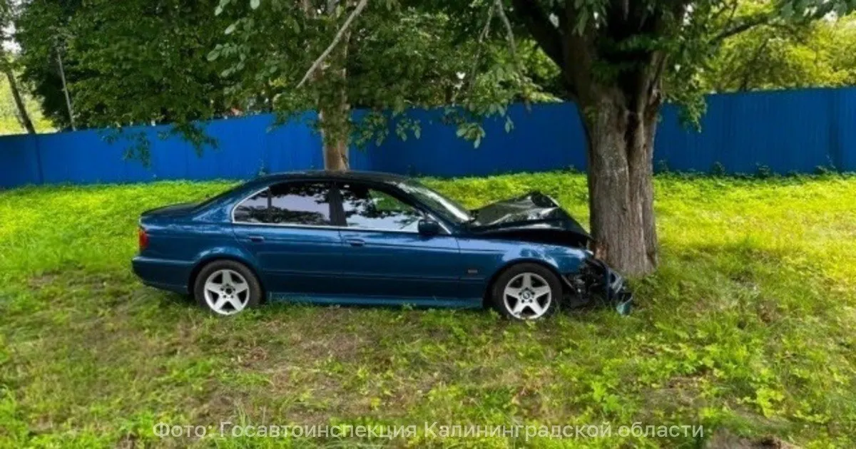 При попытке обгона на дороге к Балтийску женщина за рулём BMW столкнулась с деревом. Водитель и пассажир доставлены в больницу.