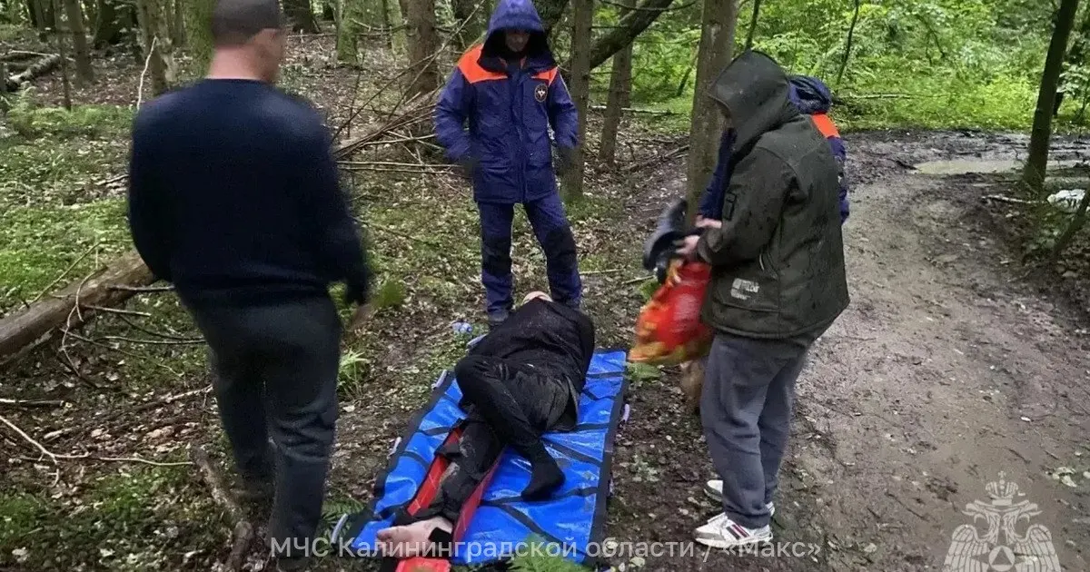 Рыбак поскользнулся рядом с посёлком Логвино и сломал ногу. Спасатели несли пострадавшего по лесу к технике около 1,5 км.