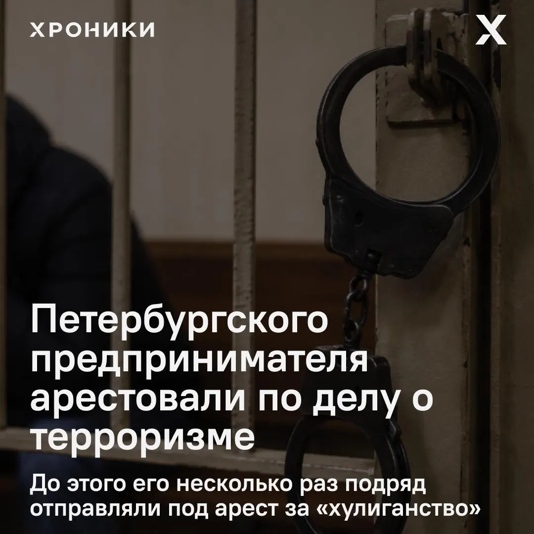 Петербургский предприниматель Дмитрий Сосновский задержан в Москве по обвинению в содействии терроризму; ранее его арестовывали за нецензурную брань и размахивание руками.