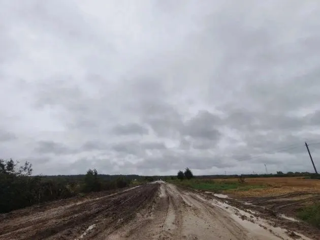 Затяжные дожди превратили дорогу под Тосно в грязевое месиво: грузовики застревают, весовые ограничения игнорируются, ремонт идёт, альтернативы маршруту нет.