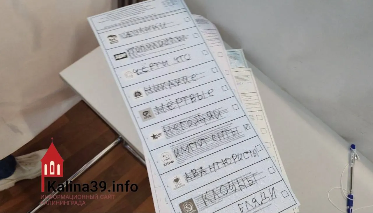 Избиратель в Калининградской области разместил на бюллетенях едкие характеристики партий, включая намек на партию «Новые люди».