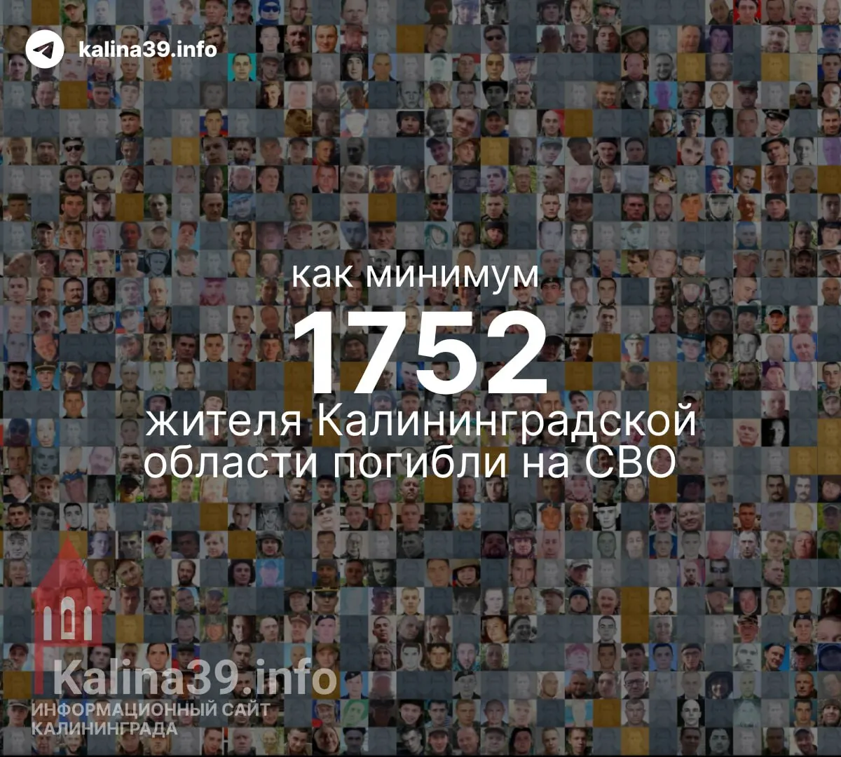Независимые подсчеты подтверждают гибель как минимум 1752 человека в Калининградской области; официальные цифры не публикуются.