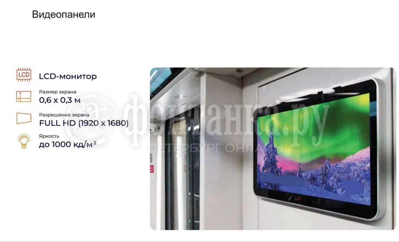 Планируется оснащение вагонов медиаустройствами и брендированием внутренних и внешних поверхностей рекламной площади до 74 м².