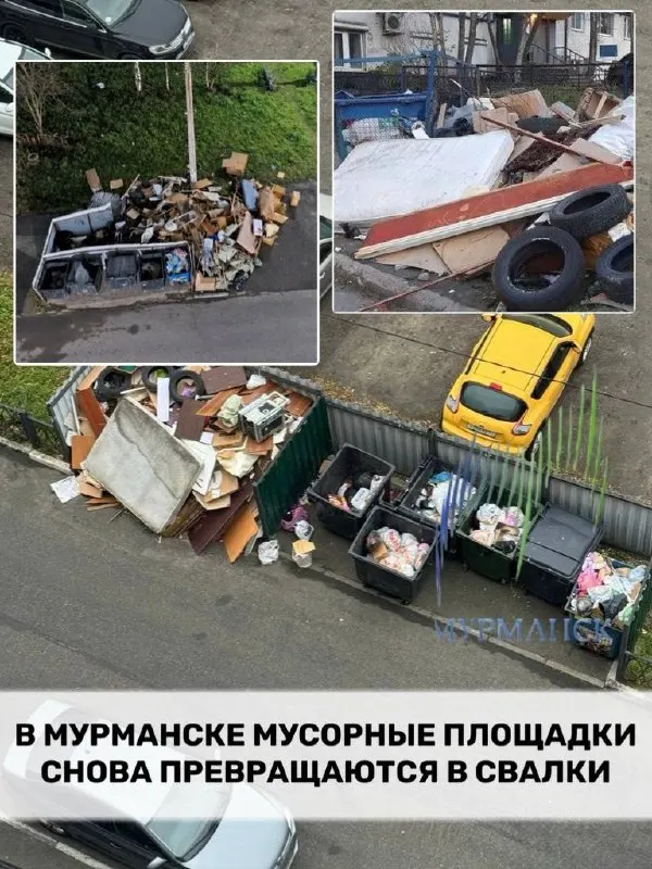Жители города жалуются на скопления отходов возле домов и детского сада; проблема вывоза мусора требует решения, регоператор указывает на нехватку площадок и техники.
