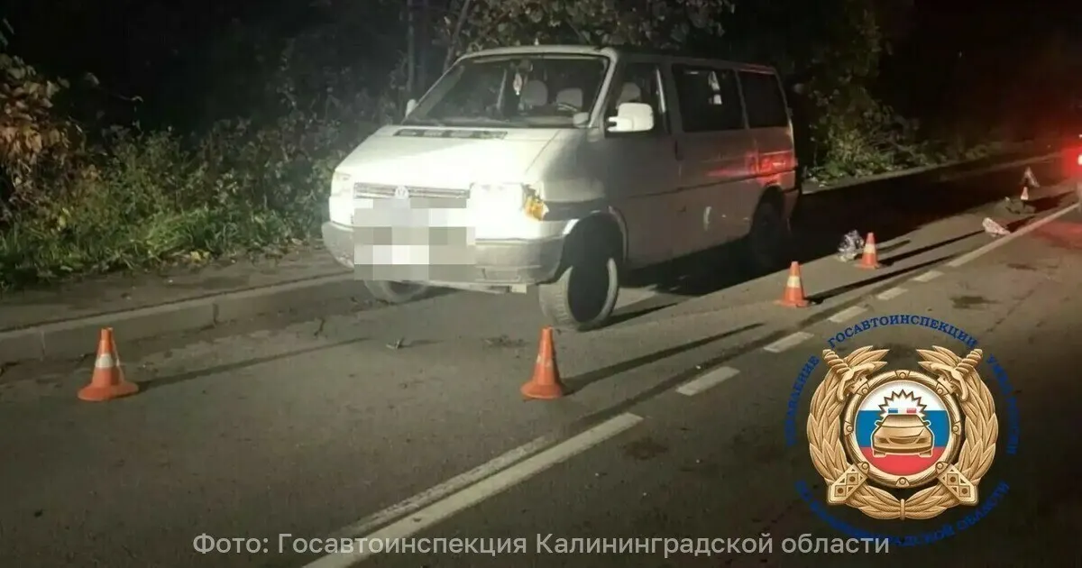 Микроавтобус наехал на пешехода на проезжей части в Черняховском районе; пострадавший получил травмы, на месте работают сотрудники полиции.