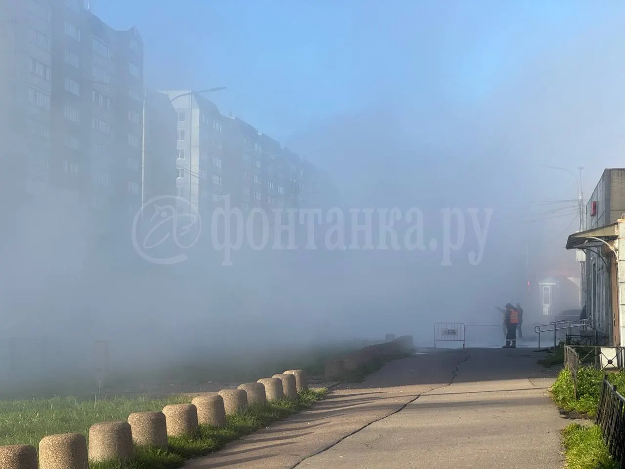Женщина и ребёнок получили травмы; участок на улице Ижорского Батальона перекрыт, прорыв произошёл на магистральной трубе.