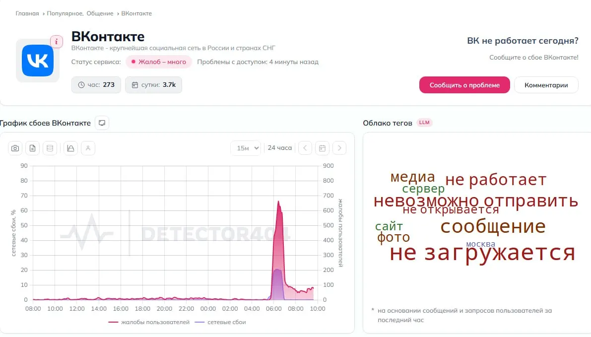 После атаки беспилотников в Ленинградской области зафиксированы перебои в работе VK: уведомления пропадают, медленно загружаются фото и видео, иногда не открывается стартовая страница мессенджера.