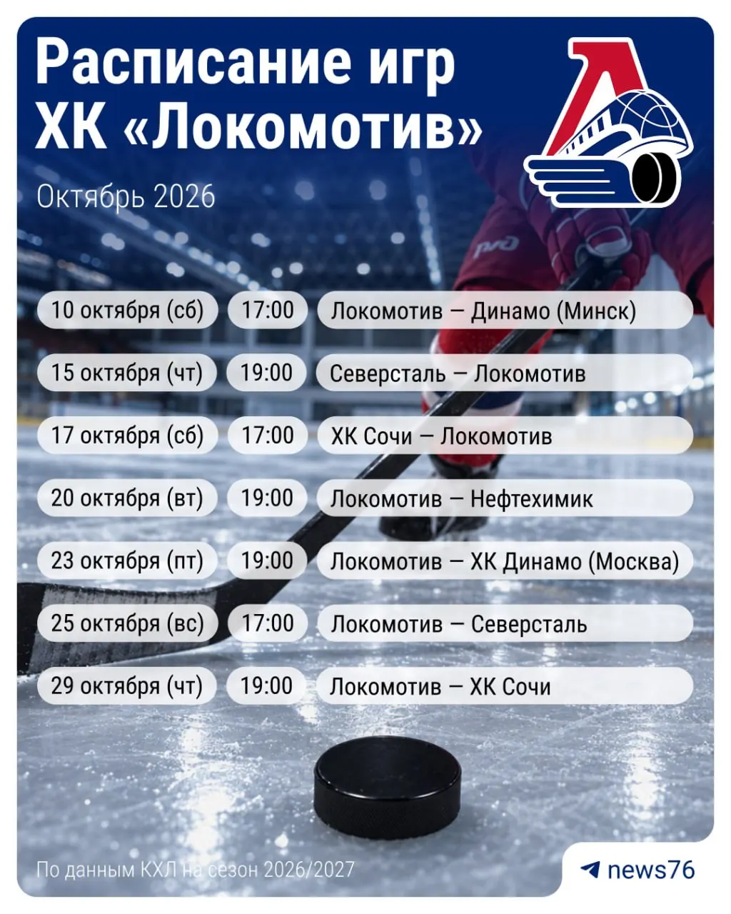 Выездной матч начнется в 19:00. Прошлая встреча с Череповчанами завершилась победой Локомотива. Поддержите команду болельщиками.